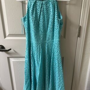 dressbarn Turquoise Eyelet Midi Dress